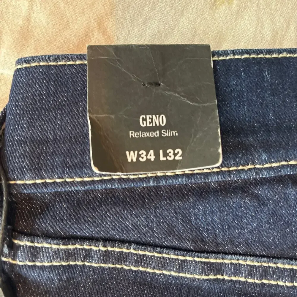 NWT True Religion Geno SN Slim Jeans 34x32 Dark Migration Wash Denim 5 Pocket